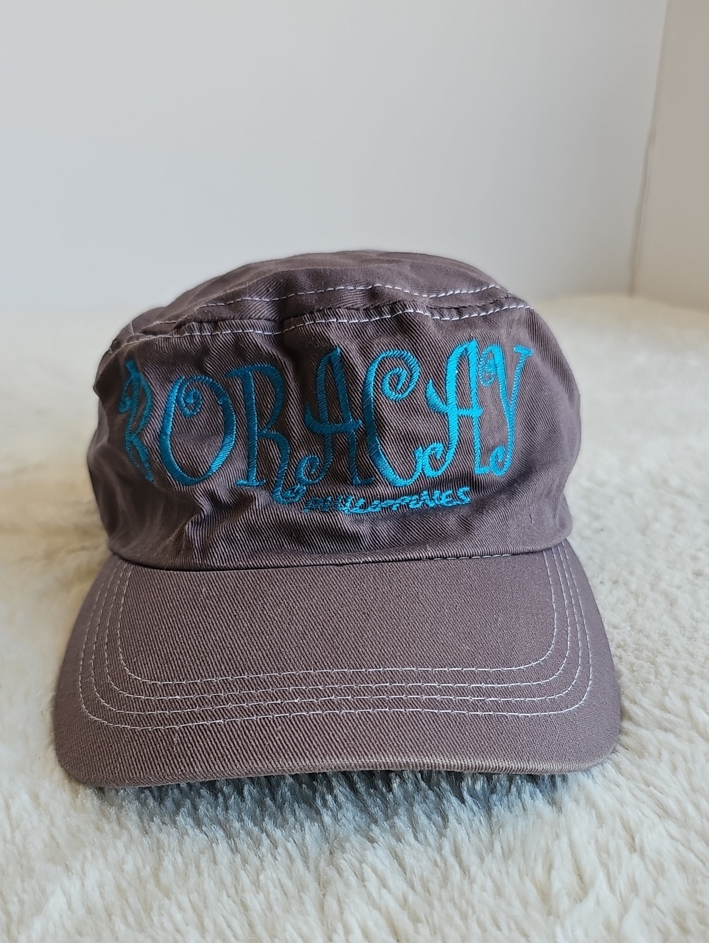 Boracay Philippines Cadet Military Cap Brown Teal Embroidered Strapback Hat